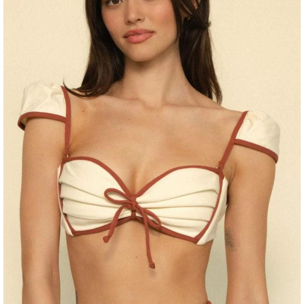 NEW MONTCE OAT TERRACOTTA BINDED CABANA BOWS BIKINI SWIMSUIT SWIM TOP SZ M - Picture 5 of 12